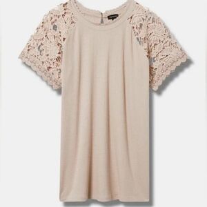 Tan Lace Sleeve Women's Top